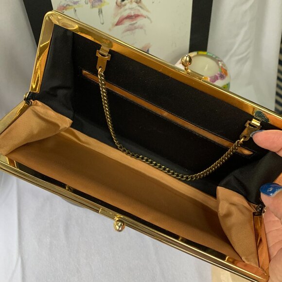 Vtg Dark Blue Clutch Purse with handle - Picture 7 of 16